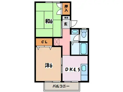 コーポ西村(2DK/1階)の間取り写真