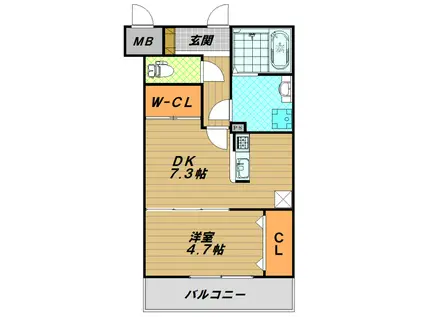 KTIレジデンス月見山II(1DK/2階)の間取り写真
