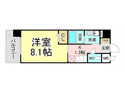 アン フレーシュ(1K/6階)の間取り写真