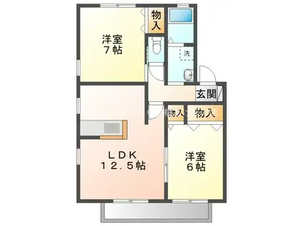 オーチャードタウンA棟(2LDK/2階)の間取り写真