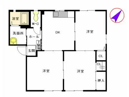 リベルテ筑紫野A(3DK/1階)の間取り写真