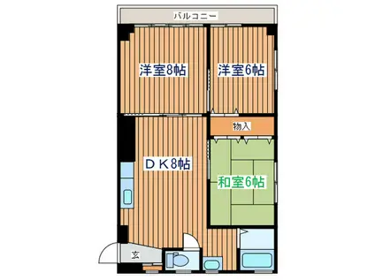 サウスキャッスル仙台(3DK/5階)の間取り写真