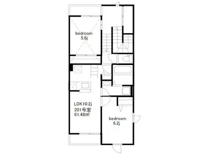 AVANCE大倉山(2LDK/2階)の間取り写真