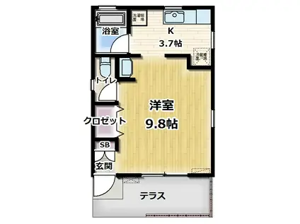 ルクレア(1K/1階)の間取り写真