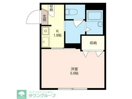 シャンティ元住吉(1K/1階)の間取り写真