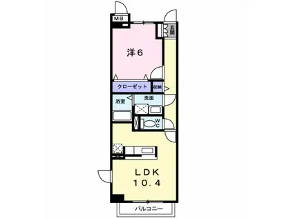 ラルジュ西金ケ崎(1LDK/3階)の間取り写真