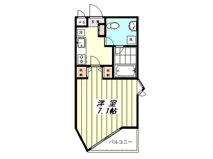 スリーベルマンションII(1K/1階)の間取り写真