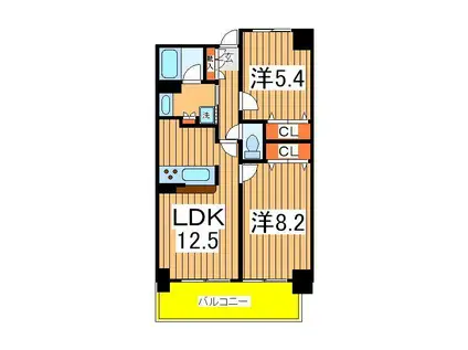 ウインベル我孫子(2LDK/8階)の間取り写真