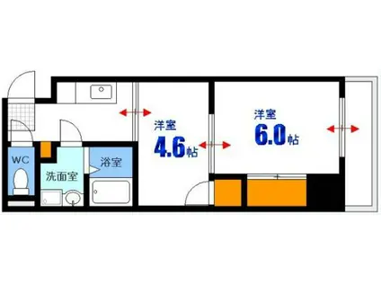 第22やたがいビル(2K/4階)の間取り写真