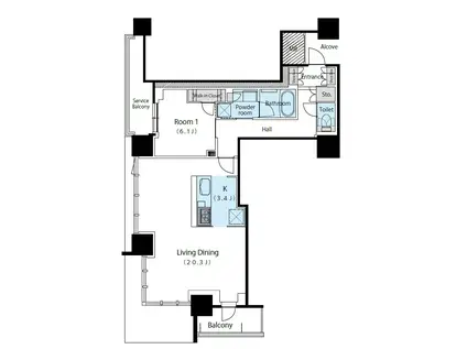 シエリアタワー大阪堀江(1LDK/15階)の間取り写真