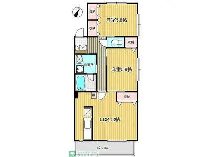 KAYANA(2LDK/4階)の間取り写真