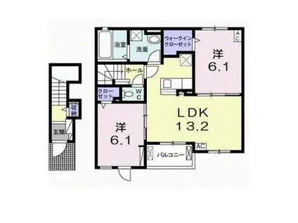 サン ルーラルIV(2LDK/2階)の間取り写真