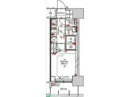 MAXIV東別院(1K/4階)の間取り写真