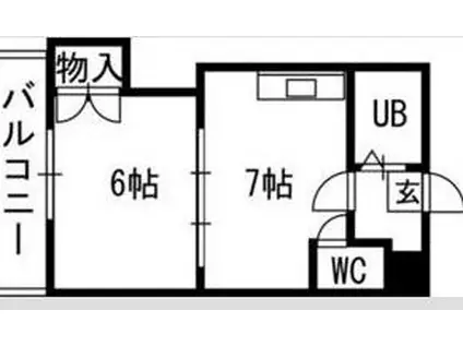 札幌JOW2ビル(1DK/10階)の間取り写真