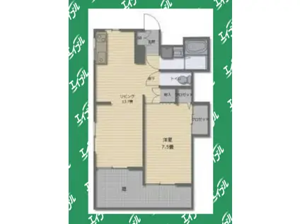 河内メゾン(1LDK/1階)の間取り写真