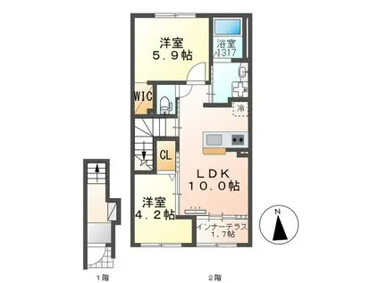 RAPS(2LDK/2階)の間取り写真