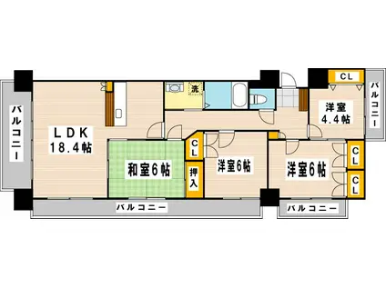 シャトレ大手町N棟(4LDK/7階)の間取り写真