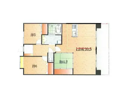 オーヴィジョン長府 マリンテラスII(3LDK/13階)の間取り写真