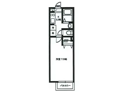 クリスタル足立(1K/2階)の間取り写真