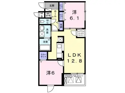 アクヘドール カーサ(2LDK/2階)の間取り写真