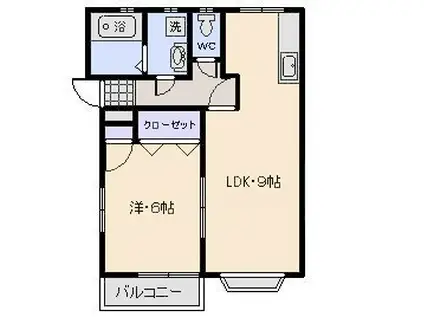 ウイング16(1LDK/2階)の間取り写真
