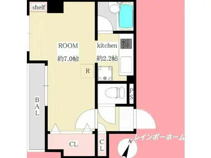 SAP市川(1K/3階)の間取り写真