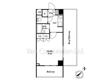 スペーシア三軒茶屋弐番館(ワンルーム/6階)の間取り写真