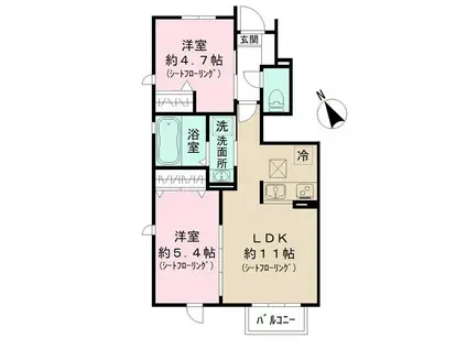 ウィズ セゾン(2LDK/1階)の間取り写真