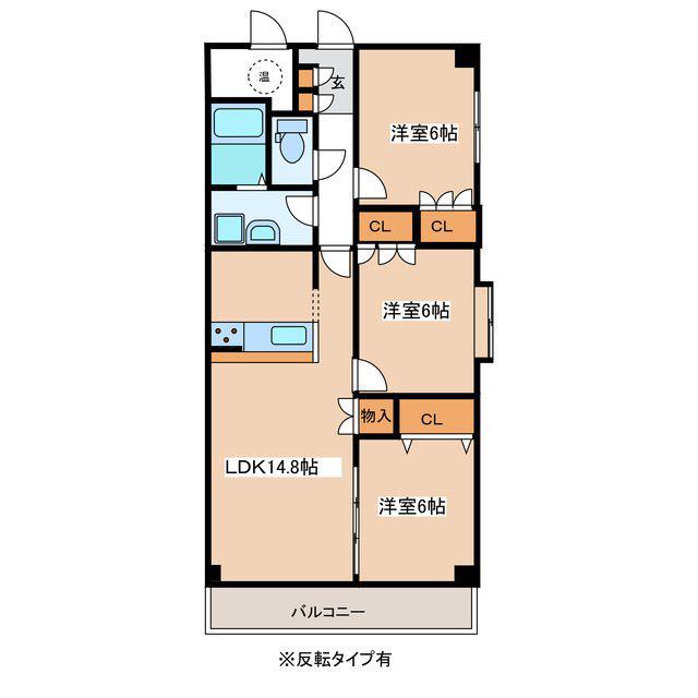 マンション渚(3LDK/2階)の間取り写真
