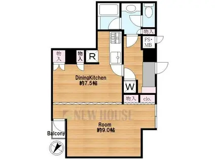 スカイエスタ(1DK/7階)の間取り写真