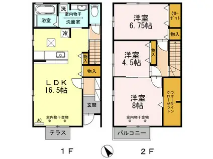 フロル・ジェーノ A棟(3LDK/1階)の間取り写真