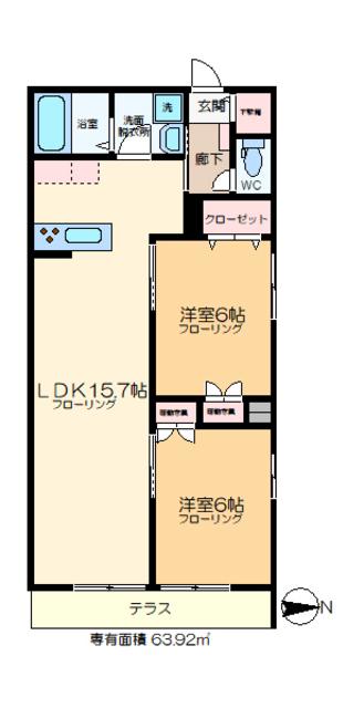 ANGE B(2LDK/1階)の間取り写真