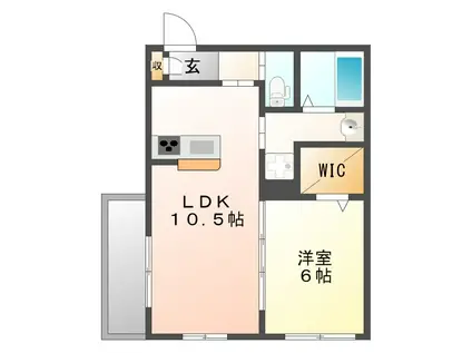 マーベラス悠(1LDK/2階)の間取り写真