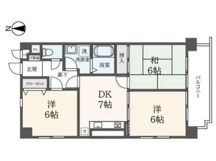 アルブル・ヴィラージュ(3DK/1階)の間取り写真