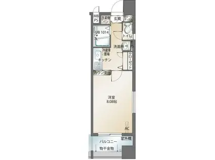 エンクレスト天神東II(1K/13階)の間取り写真