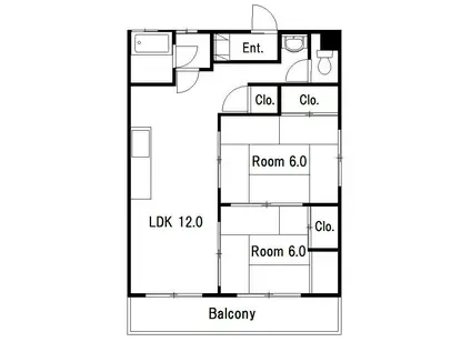 グランドマンション(2LDK/4階)の間取り写真