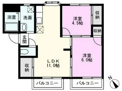 パレス春日部(2LDK/2階)の間取り写真