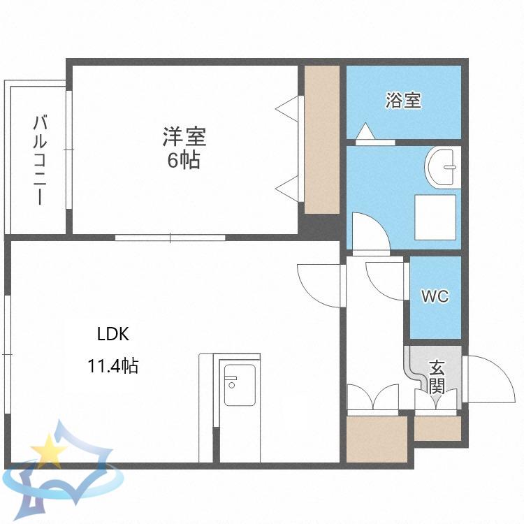 AUGUST(1LDK/2階)の間取り写真