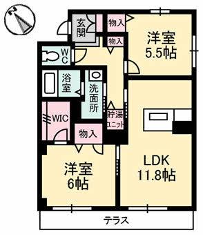 グランベレオ川口(2LDK/1階)の間取り写真