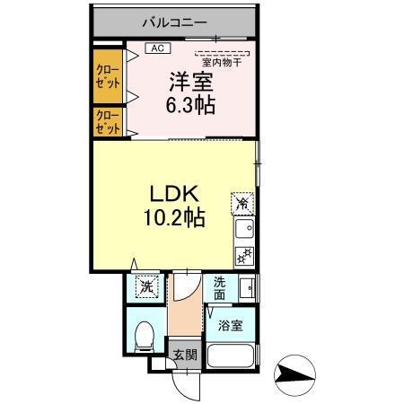 メロディア寿(1LDK/1階)の間取り写真
