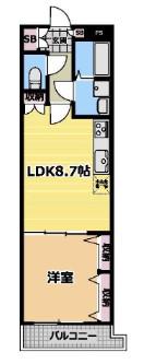グランドパレス田町(1LDK/5階)の間取り写真