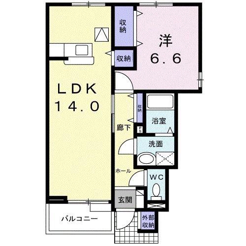 ヴィラ・アミティI(1LDK/1階)の間取り写真