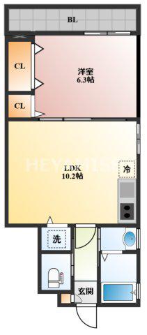 メロディア寿(1LDK/1階)の間取り写真