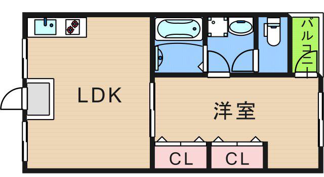 フジビル(1LDK/3階)の間取り写真