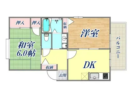 アビタシオン武庫川(2DK/1階)の間取り写真