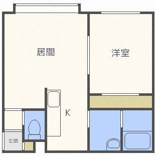 プロスパー麻生(1LDK/2階)の間取り写真