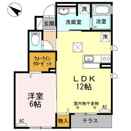 オーベル志家町(2LDK/1階)の間取り写真
