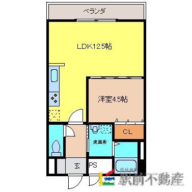 E.POPULARII(1LDK/3階)の間取り写真