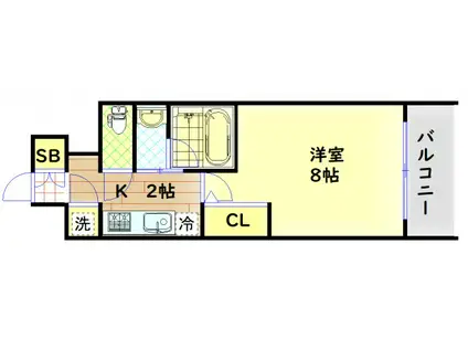 QCフラット北堀江(1K/6階)の間取り写真