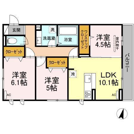メゾン ド シュクレ(3LDK/2階)の間取り写真